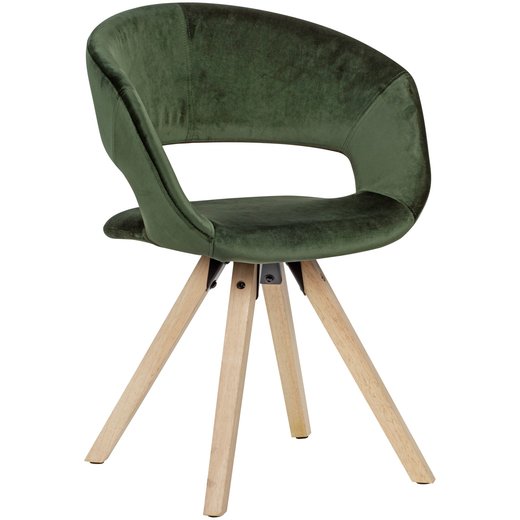 Esszimmerstuhl Grn Samt Modern | Kchenstuhl mit Lehne | Stuhl mit Holzfen | Polsterstuhl Maximalbelastbarkeit 110 kg
