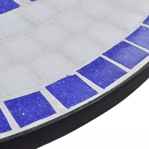 Bistrotisch Blau und Wei 60 cm Mosaik